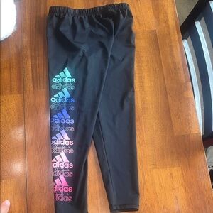 Adidas Kids Black Leggings with Rainbow Logo